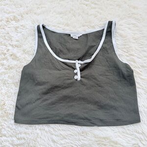 Capella  Dark Green Crop Top with White Accents